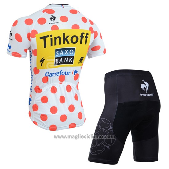 2014 Abbigliamento Ciclismo Tour de France Saxobank Lider Bianco e Rosso Manica Corta e Salopette